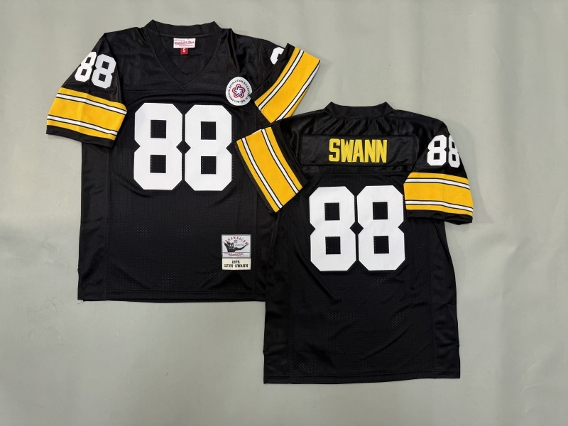 Men 2025 Pittsburgh Steelers #88 Swann black Throwback Limited NFL Jersey style 002